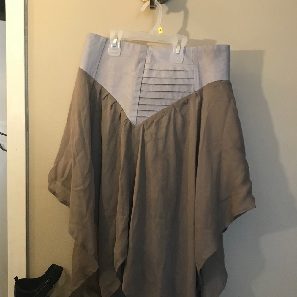 Tan/green skirt with leather taupe waist